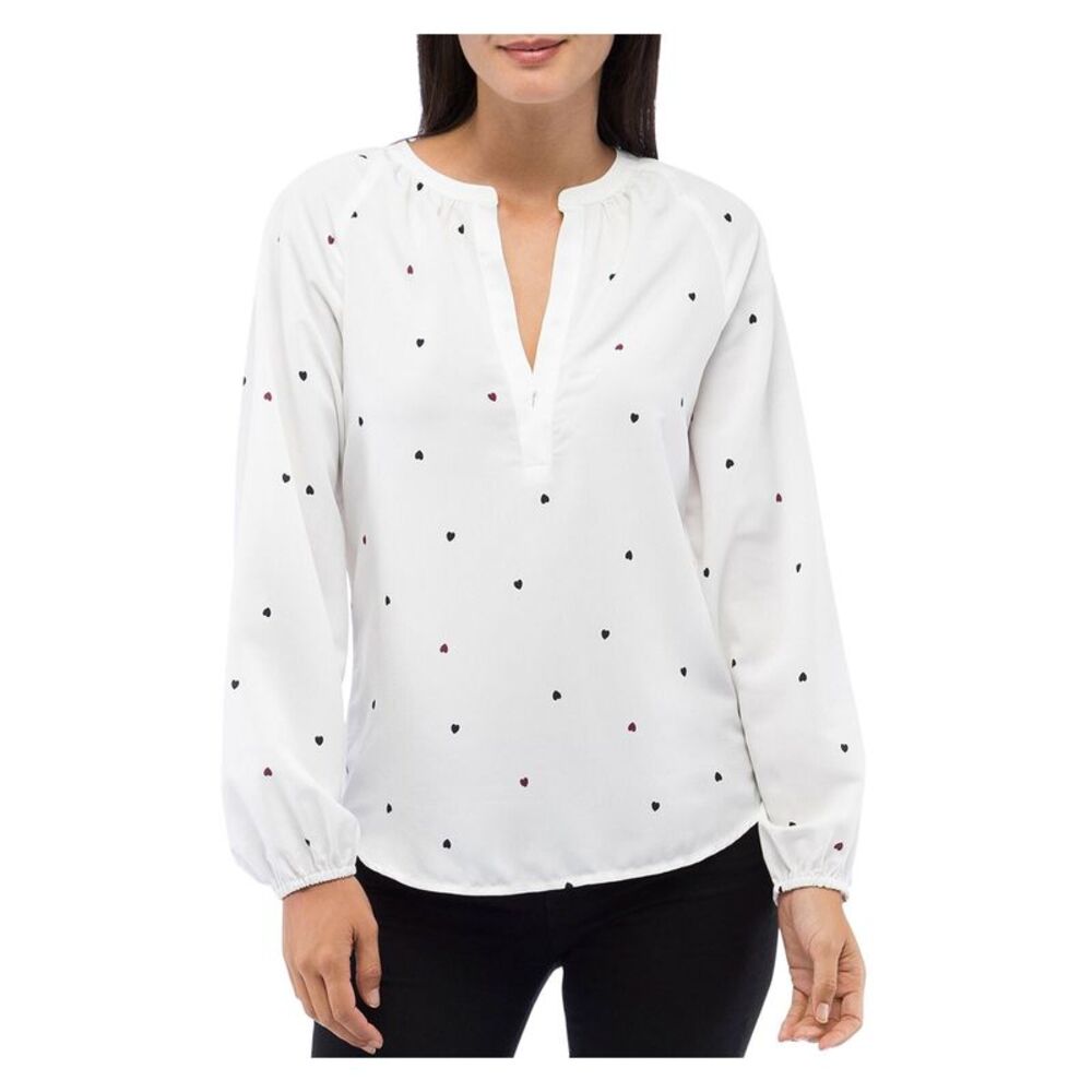COLLECTION BY BOBEAU Womens White Split Blouse S